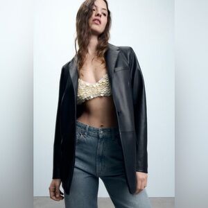 Zara Faux Leather Blazer - XL